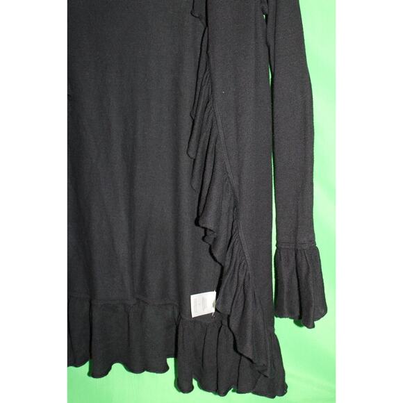 Minnie Rose Ruffle Cardigan Sweater Black Size Women's Small - Picture 2 of 5